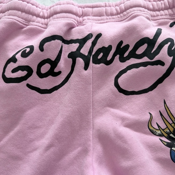 Ed Hardy Wide Leg Sweatpants L | Pink Y2K Streetwear - Picture 3 of 8
